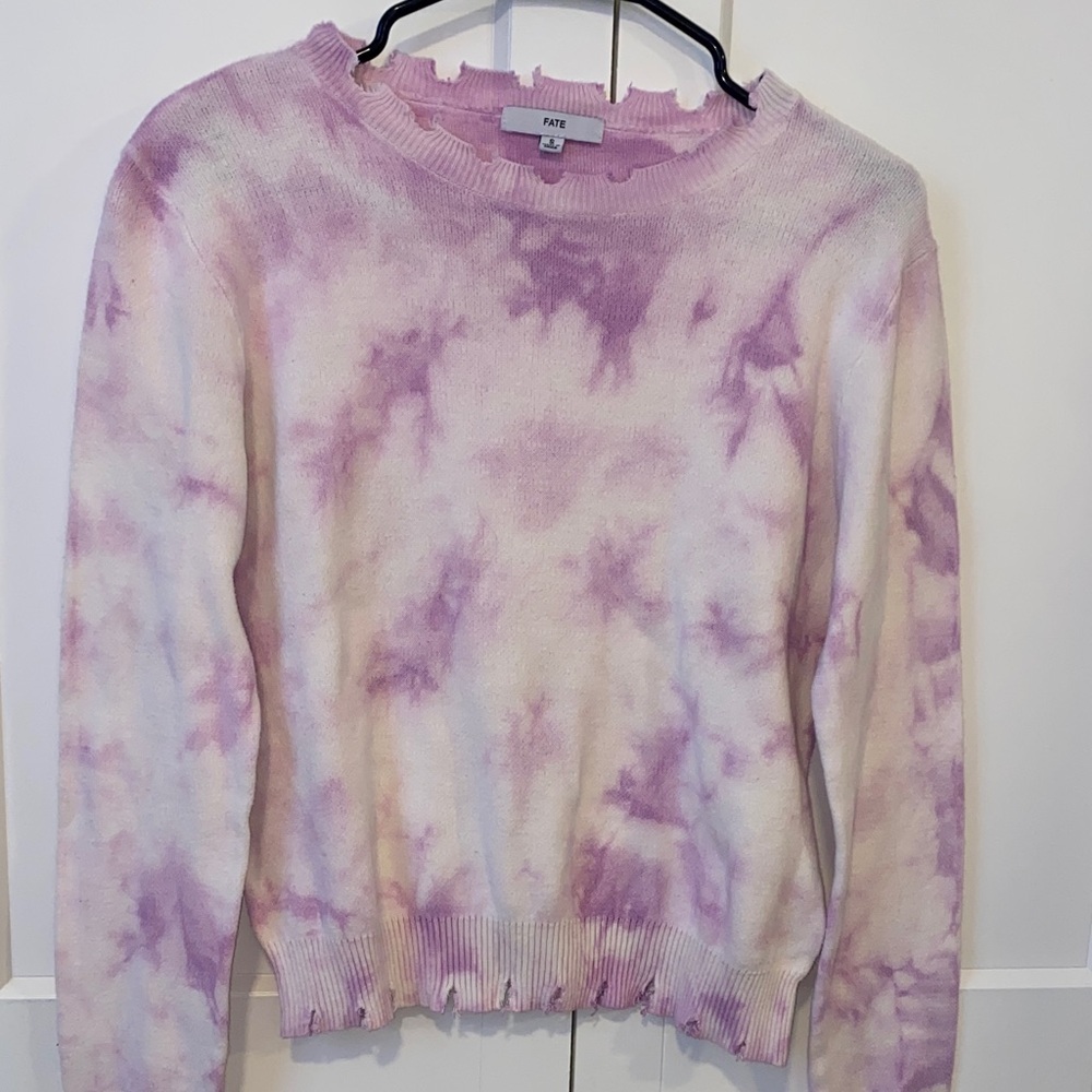 Fate Lavender and Cream Tie-Dye Sweater